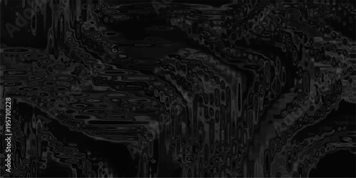 Abstract Dark Gray and Black Distorted Fluid Texture with Organic Ripples and Bubbles for Moody Digital Art Backgrounds