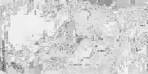 Abstract grayscale pattern with fragmented shapes and outlines resembling digital glitches or water ripples