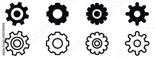 Cog wheel solid and outline icon