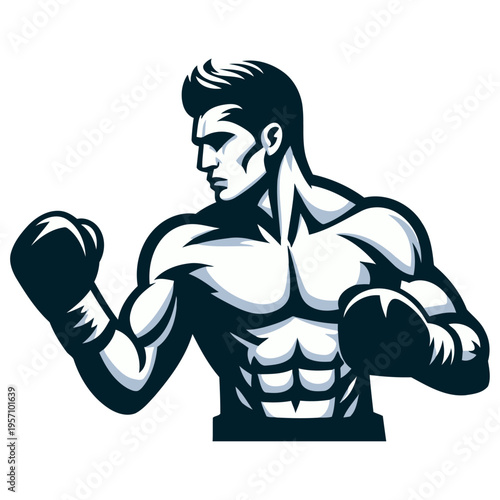 Boxer pose vector and illustration.
