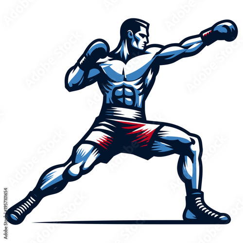 Boxer pose vector and illustration.
