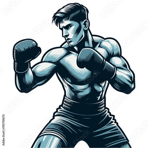 Boxer pose vector and illustration.