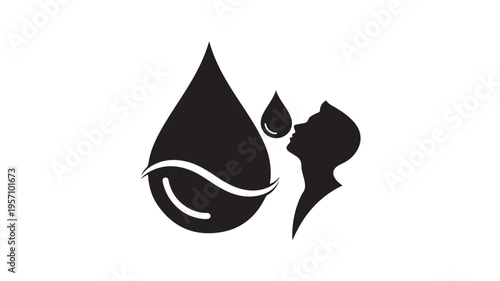 Water drop and smiling face splash joy emotion vector illustration flat design