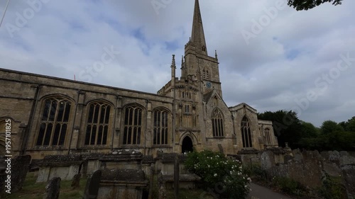 Majestic Gothic Stone Church with Tall Spire in England