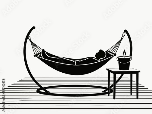 Person relaxing in a hammock on a sunny day outdoors