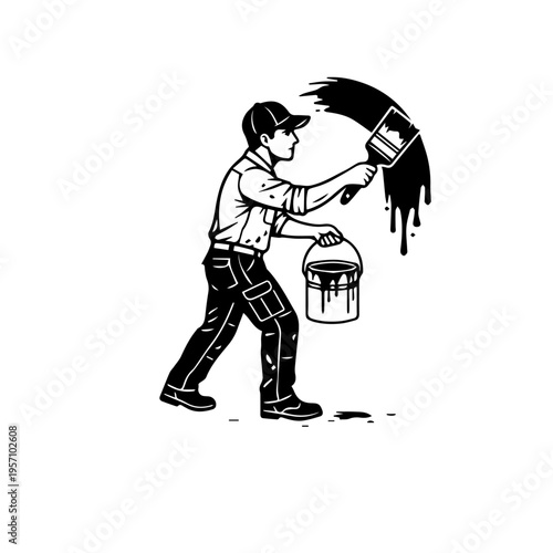 A Painter Doing Painting Work