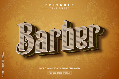 Barber 3D editable text effect template