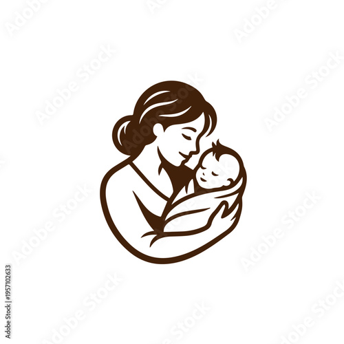 Mothers Lap Safe Place for a Baby- Vector Icon