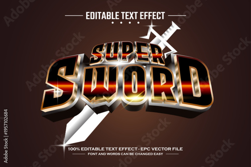 Super sword 3D editable text effect template
