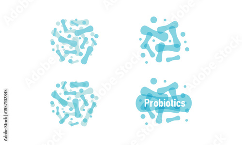 Probiotics Icon Set Gut Bacteria Microbiome Symbols