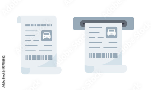 Parking Ticket and Parking Receipt Illustration Ticket Machine and Parking Pass