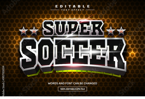 Super soccer 3D editable text effect template
