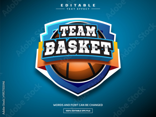 Team basket 3D editable text effect template