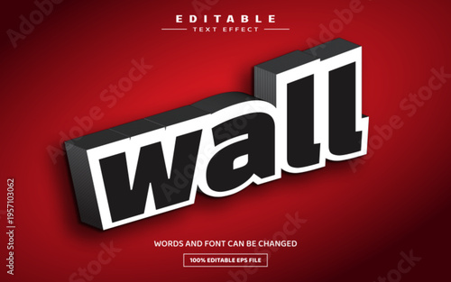 Wall 3D editable text effect template