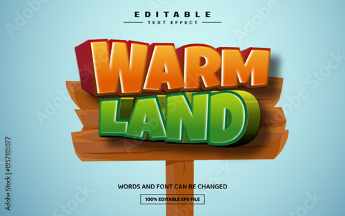 Warm land 3D editable text effect template