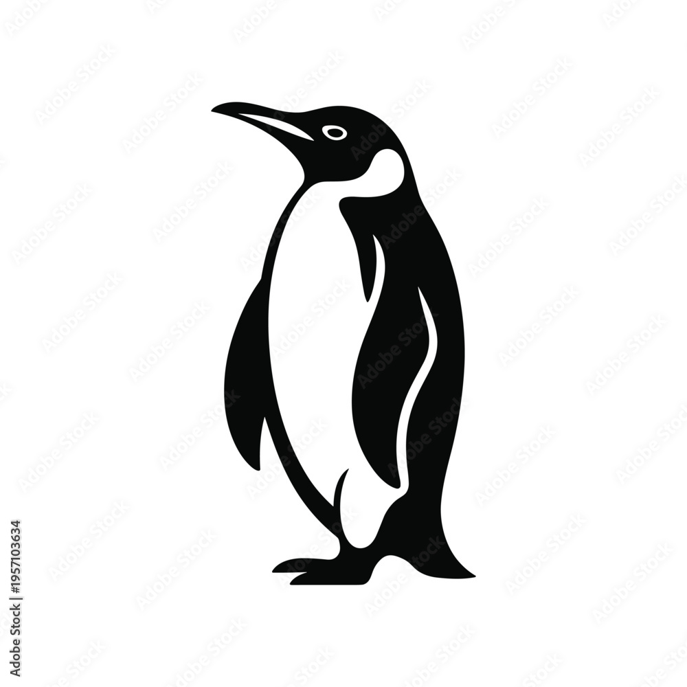 Obraz premium Black silhouette of a penguin standing