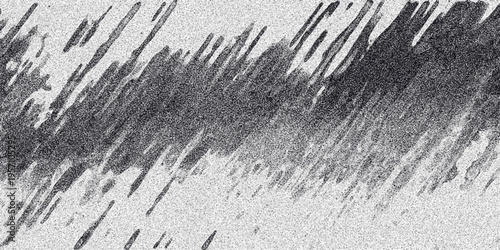 Abstract monochrome background with diagonal brush strokes and granular texture creating a dynamic and energetic distressed artistic effect for creative design elements