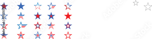 American stars icon set. Star with american flag. star USA flag icons vector illustration