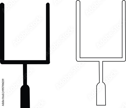 Outline silhouette American Football Goal post set isolated on white background vector illustration