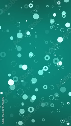 Green Background with Circles Loop. Simple background with different style circles, seamless loop animation, vertical resolution, 10 seconds duration.
