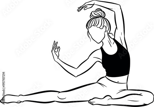 Woman in black and white doing yoga