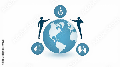 Set of 4 accessibility icons vector, global disability symbols