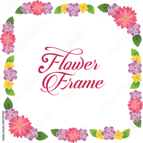 Colorful flower decoration frame border