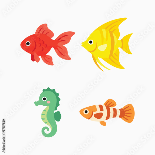 Cute cartoon sea fish 