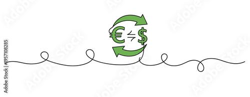 Euro and dollar symbols rotating on white background. no editable strokes