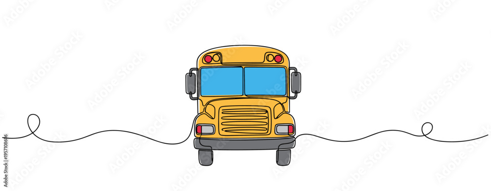 Fototapeta premium Yellow school bus front view centered on white background. no editable strokes