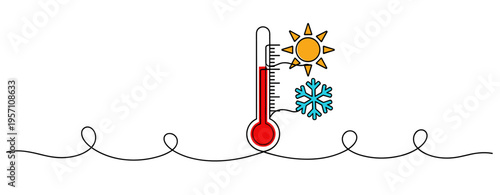 Thermometer indicating hot and cold on minimalist white background. no editable strokes