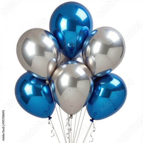 Metallic Balloon Bunch – Blue and Silver Festive Decorations for New Year's Eve Celebrations and Party Styling