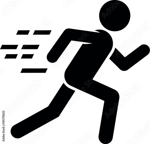 Black silhouette of a person running quickly