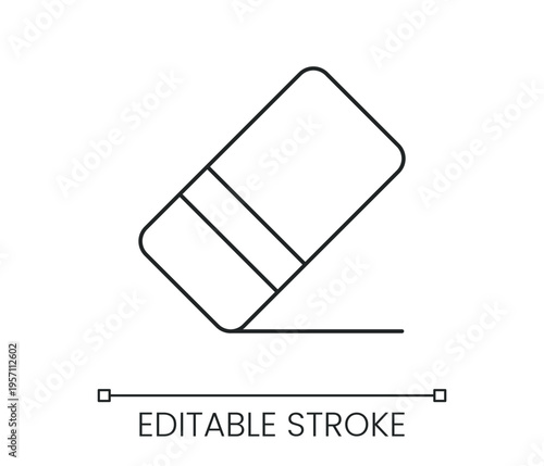 Eraser line icon for school office supplies and digital editing software tools for correction. Line with editable stroke single symbol. Thin linear style sign. Outline vector illustration