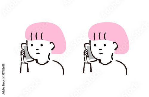 電話をする女の子のイラスト
