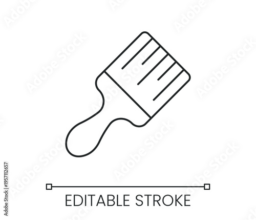 Paintbrush line icon for art design painting renovation and creative work. Line with editable stroke single symbol. Thin linear style sign. Outline vector illustration