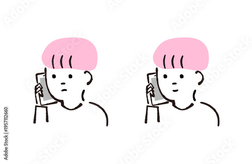 電話をする男の子のイラスト