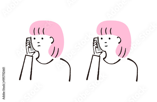 電話をする女性のイラスト