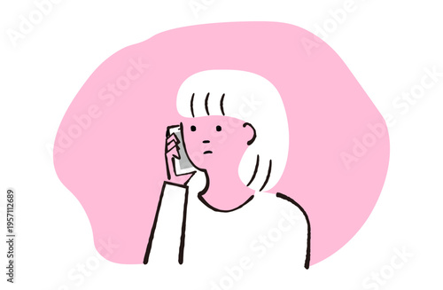 電話をする女性のイラスト