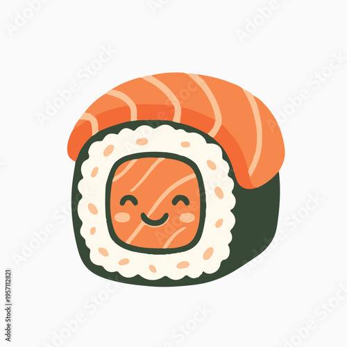 Cartoon sushi Fish Characters and Illustrations Set