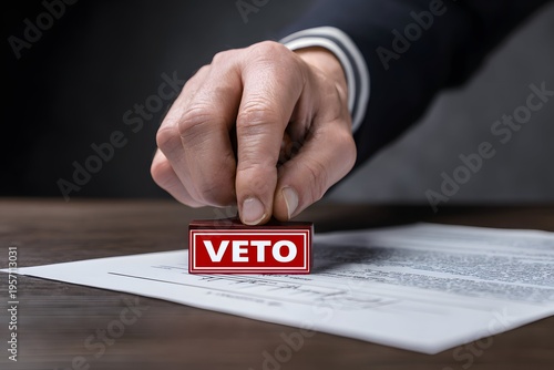 Wallpaper Mural A hand decisively stamps veto, radiating authority and decisive fire. Torontodigital.ca