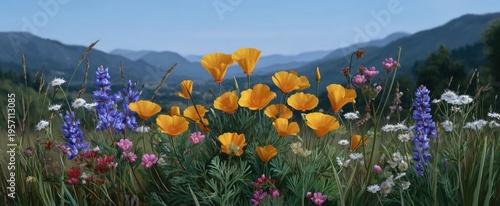 Wallpaper Mural Wildflowers bloom vividly signifying nature's optimistic resurgence. Torontodigital.ca