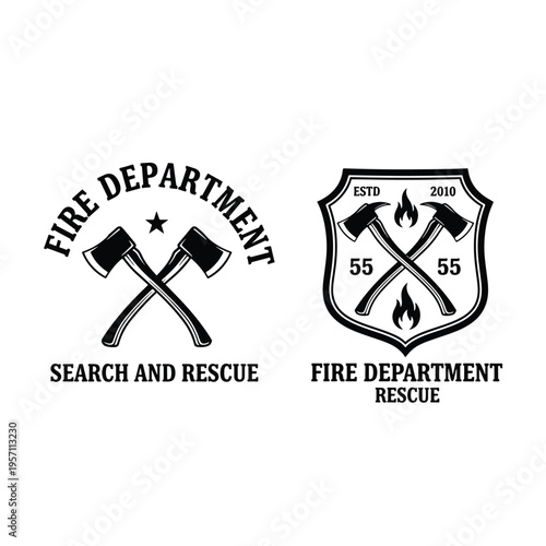 Emergency Service Emblems: Fire Department and Search & Rescue Vector Graphics