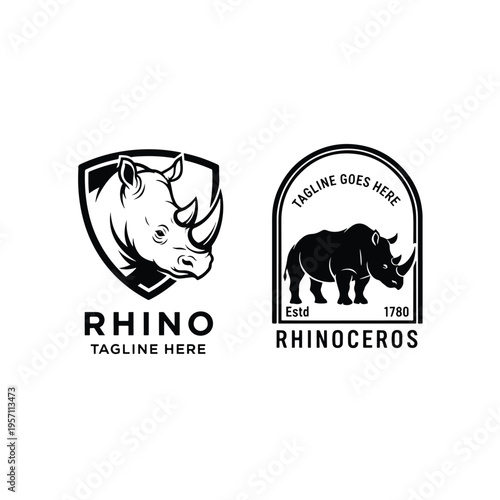Dynamic Rhinoceros Animal Emblems and Logos Vector Art for Brand Identity
