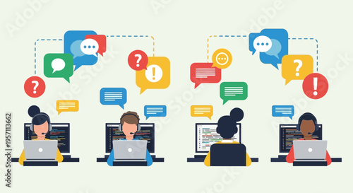 Customer service representatives engaging in online chat support.