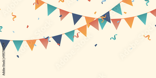 Colorful party flags background vector illustration for celebration.