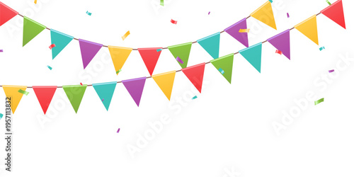 Colorful party flags background vector illustration for celebration.