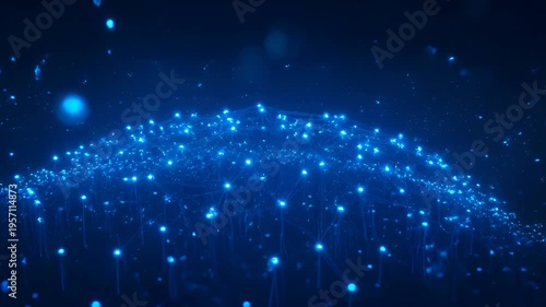 Blue glowing network node mesh sphere connection data digital line glowing blue mesh sphere node connection digital data blue glowing line mesh sphere connection digital data