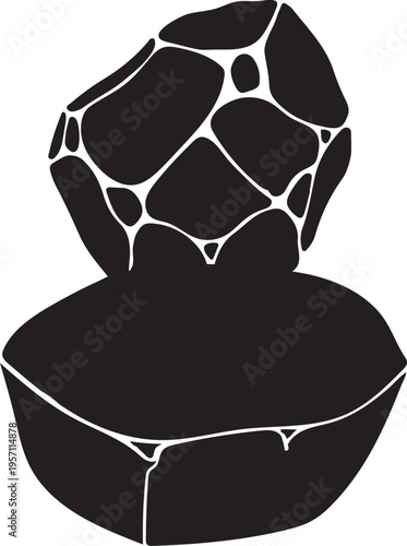 Abstract solid black fill clean silhouette vector design with transparent background - a minimalist representation of a mineral formation