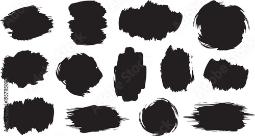 Collection of black brush strokes on white background vector graphics